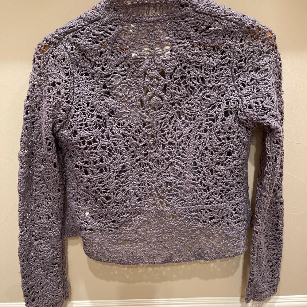 Anthropologie S crochet grey bolero sweater (New) - Picture 3 of 12